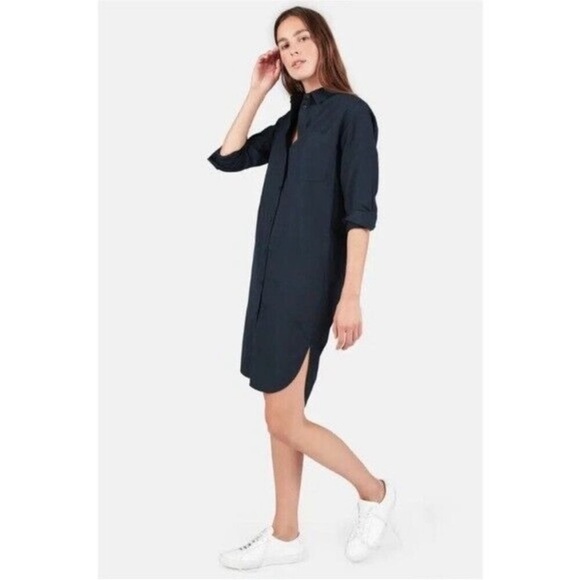 YFB Navy Linen Shirt Dress Oversized NEW - Picture 1 of 13